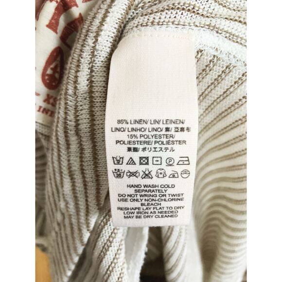 Free People Desert Rider FP Heirloom Striped Henley Top Brown Linen Blend LS XS - Picture 7 of 7